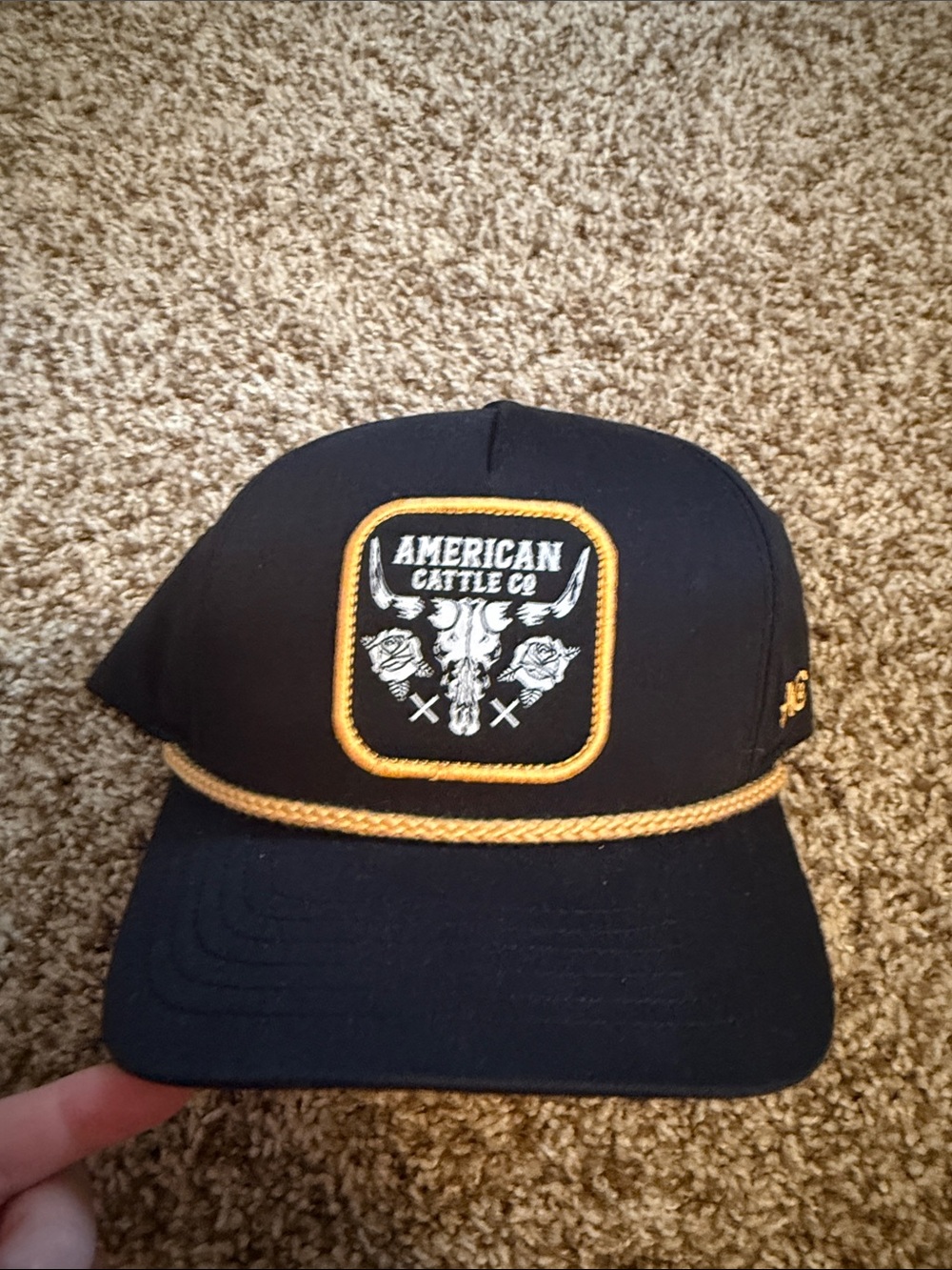 Black Rope-Trim American Cattle coTrucker Cap